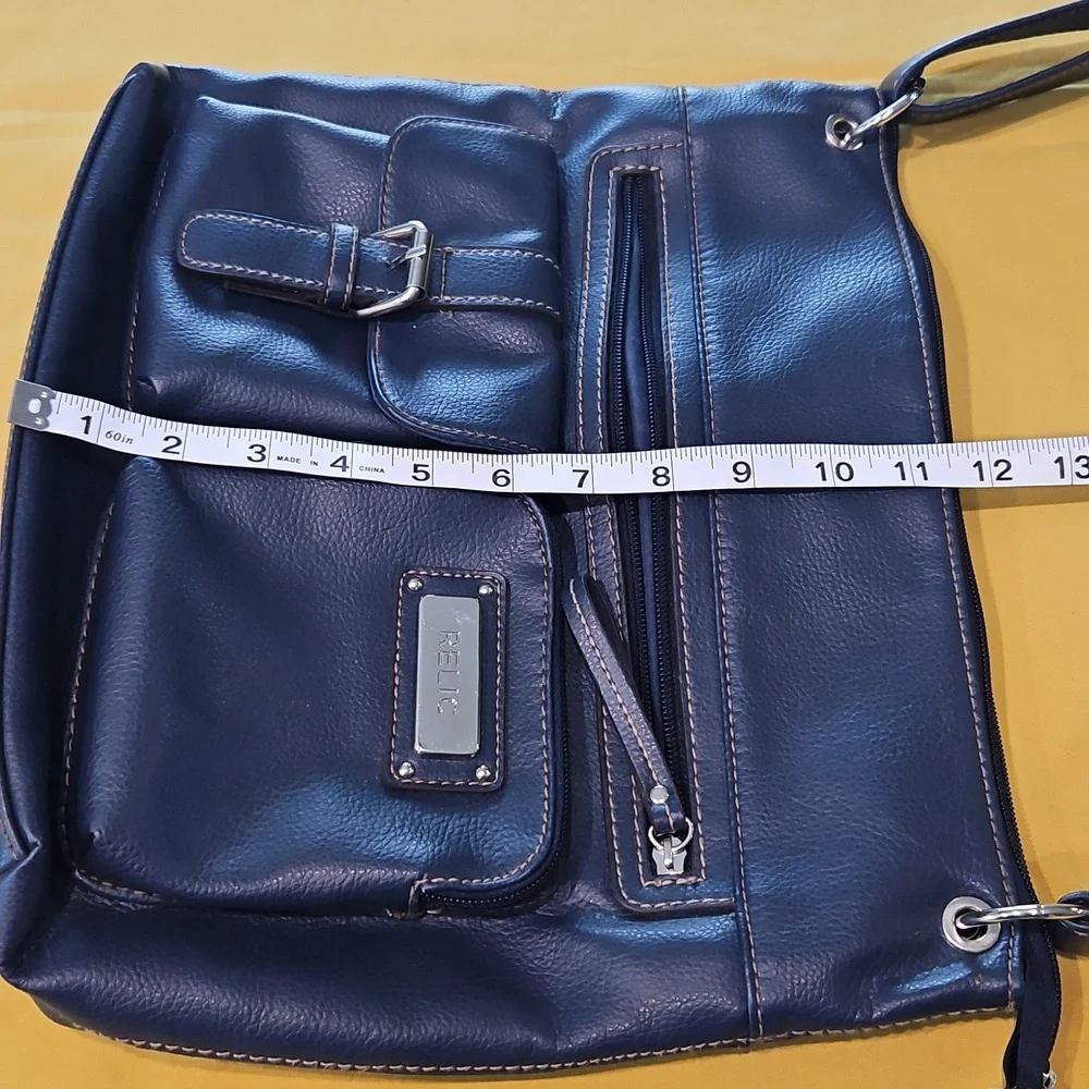 Navy Blue Relic by Fossil Crossbody Handbag, w/ Front Pocket & Decorative Buckle